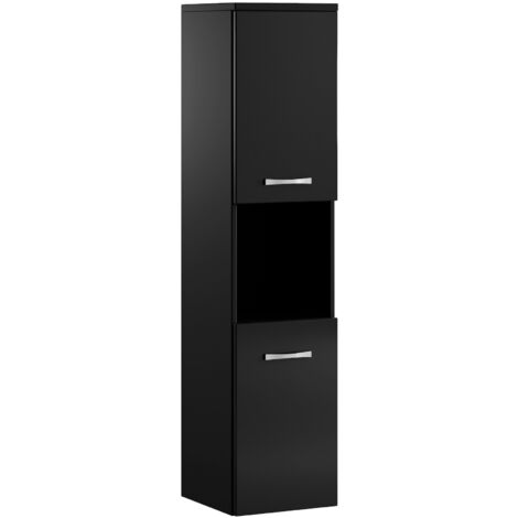Mobiletto da bagno Montreal 30 x 30 x 131 cm Nero Lucido - Mobiletto armadietto,