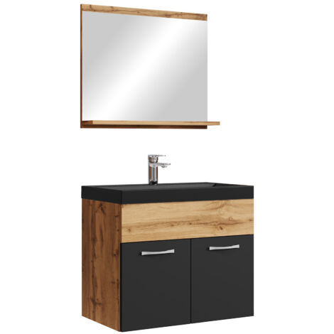 Mobile da bagno Montreal 02 60cm Rovere con Nero Opaco - armadio mobiletto