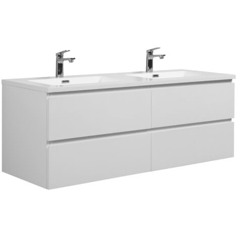 Mobile da bagno Angela 140cm Bianco Lucido - armadio mobiletto lavabo