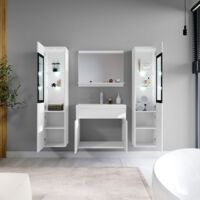 Armadietto da bagno Montreal XL 60 cm Bianco Lucido armadio mobiletto lavabo Mobili 