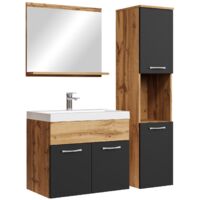 Mobile da bagno Montreal 60cm Rovere con Nero Opaco - armadio mobiletto lavabo