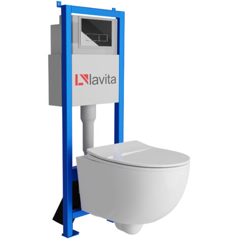 Bâti-support Lavita LAV 101 à 40 cm + WC Brava sans bord + plaque de commande LAV 200.3.2 chrome  Kit complet WC (1/5)