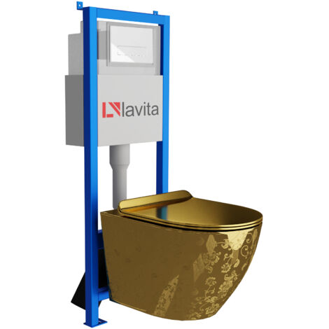 Bâti-support Lavita LAV 101 à 40 cm + WC Sofi Slim Golden Eye sans bord + plaque de commande LAV 200.3.1 blanc Kit complet WC (1/5)