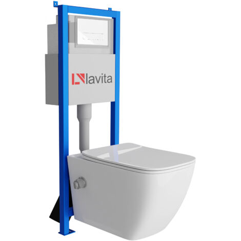 Bâti-support Lavita LAV 101 à 40 cm + WC Parana sans bord + plaque de commande LAV 200.3.1 blanc Kit complet WC (1/5)