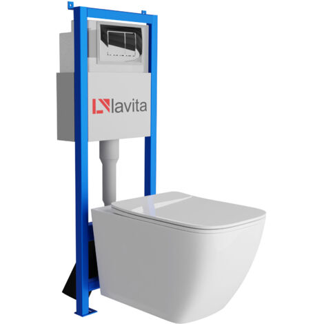 Bâti-support Lavita LAV 101 à 40 cm + WC Onil sans bord + plaque de commande LAV 200.1.2 chrome Kit complet WC (1/5)