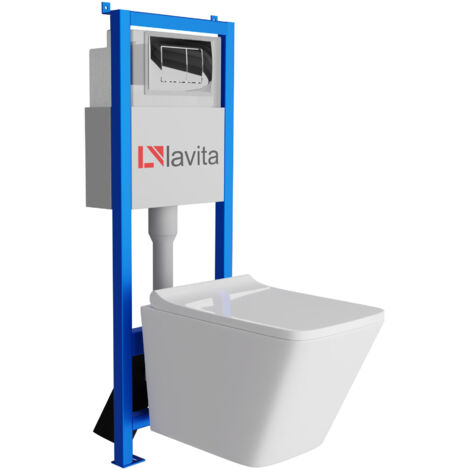 Bâti-support Lavita LAV 101 à 40 cm + WC Lago sans bord + plaque de commande LAV 200.1.2 chrome Kit complet WC (1/5)