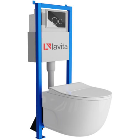 Bâti-support Lavita LAV 101 à 40 cm + WC Roto sans bord + plaque de commande LAV 200.4.2 chrome  Kit complet WC (1/5)