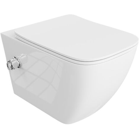 LAVITA Parana WC suspendu L'abattant de WC à chute lente WC suspendu sans bord WC 365x515x395 cm blanc brillant (1/3)