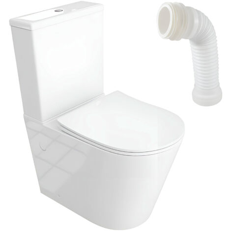Lavita Neptun White WC à poser compact sans bride Pack WC compact complet  3/6l  + connecteur WC