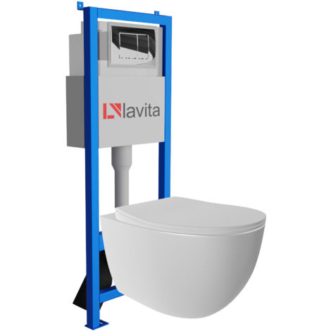 Bâti-support Lavita LAV 101 à 40 cm + WC Mondo sans bord + plaque de commande LAV 200.1.2 chrome Kit complet WC (1/5)
