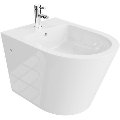 LAVITA Bidet mural universal Galve avec trou de robinet et trop-plein en céramique Hygiénique et facile d'entretien (1/4)