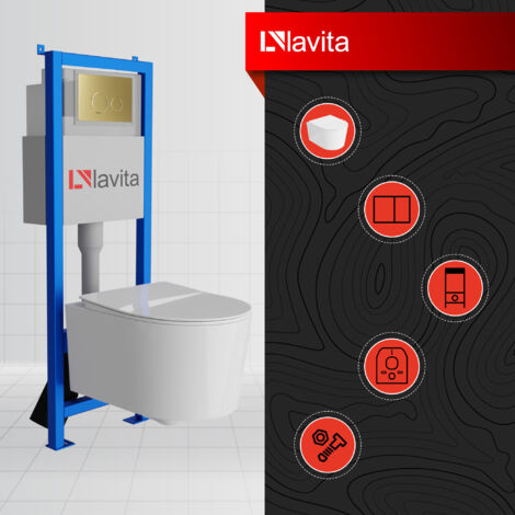 Lavita LAV 101 a 40 cm telaio di sostegno + WC senza bordo Sogo + pannello di controllo LAV 200.4.5 Oro |o per WC | | Leroy Merlin
