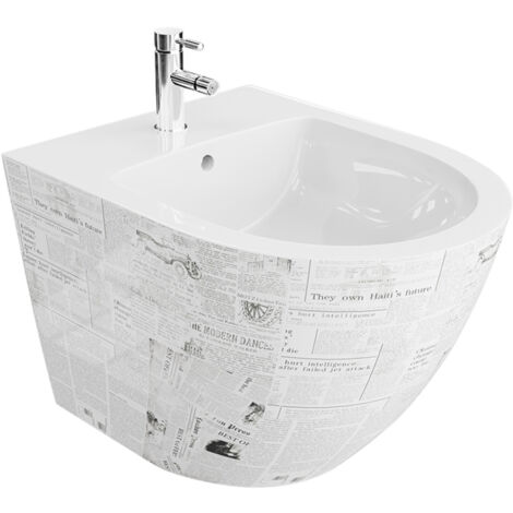 LAVITA Bidet mural universal Sofi Paper avec trou de robinet et trop-plein en céramique Hygiénique et facile d'entretien (1/3)