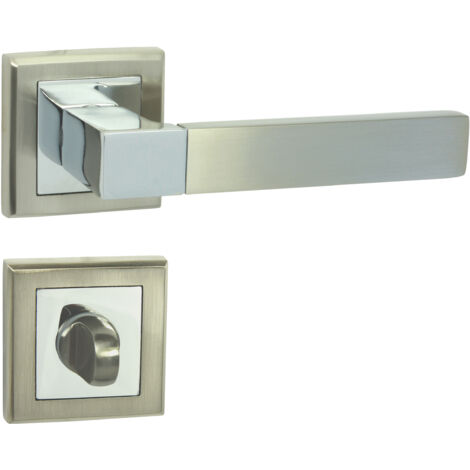 DOMINO Poignée de porte REAL-QR M6/M9 Chrome/Nickel WC Poignée avec rosace WC Chrome/nickel brillant (1/5)