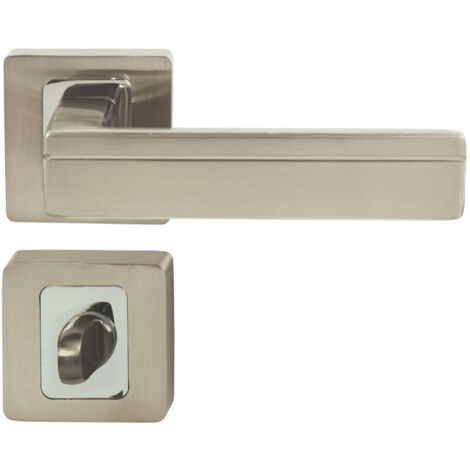 DOMINO Poignée de porte TIK QR M6/M9 WC Poignée avec rosace WC Chrome/nickel brillant (1/5)