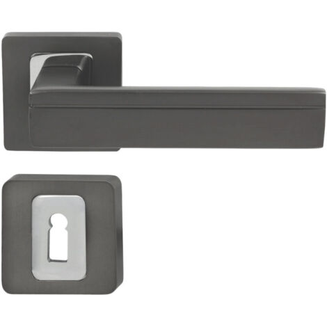 DOMINO Poignée de porte TIK QR M6 ANTRYCYT BB Poignée avec rosace BB pour clé Chrome brillant/anthracite (1/5)