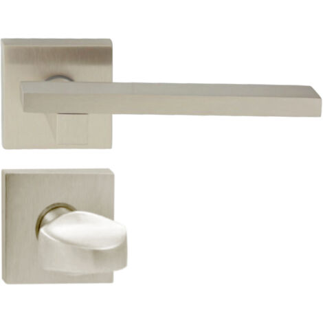 DOMINO Poignée de porte MARY QR M9 WC Poignée avec rosace WC Nickel (1/5)