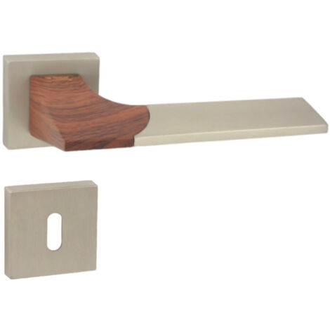 DOMINO Poignée de porte LIKE QR M91/Bois BB Poignée avec rosace BB pour clé Nickel satiné