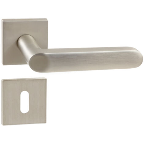 DOMINO Poignée de porte DENVER-QR slim Nickel Satin BB Poignée avec rosace BB pour clé Nickel satiné (1/5)