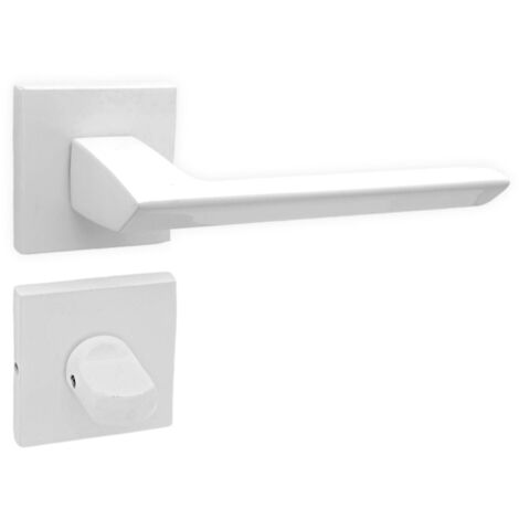 DOMINO Poignée de porte ELENA QR SLIM Blanc WC Poignée avec rosace WC Blanc (1/5)