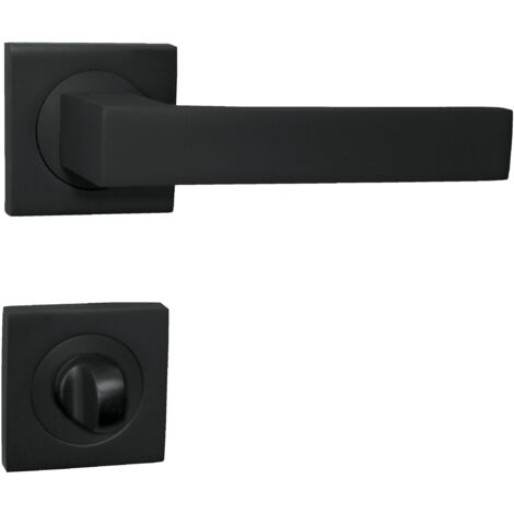 DOMINO Poignée de porte QUBIK-QR Noir WC Poignée avec rosace WC (1/5)
