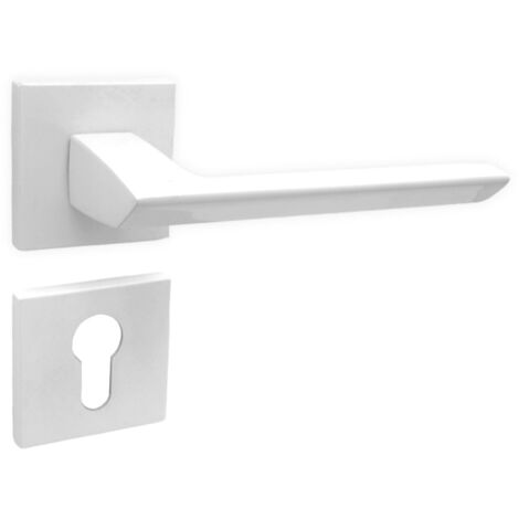 DOMINO Poignée de porte ELENA QR SLIM Blanc PZ Poignée avec plaque PZ pour cylindre profilé Blanc