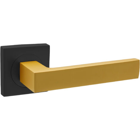 DOMINO Poignée de porte QUBIK-QR Noir/K-GOLD Matt Poignée Sans rosace Or/Noir (1/5)