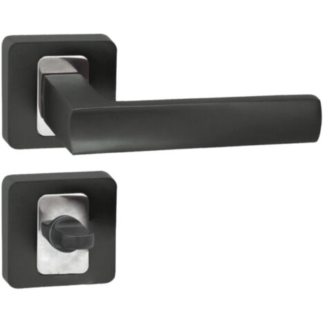 DOMINO Poignée de porte MAFF QR M6/ANTRYCYT WC Poignée avec rosace WC Chrome brillant/anthracite (1/5)