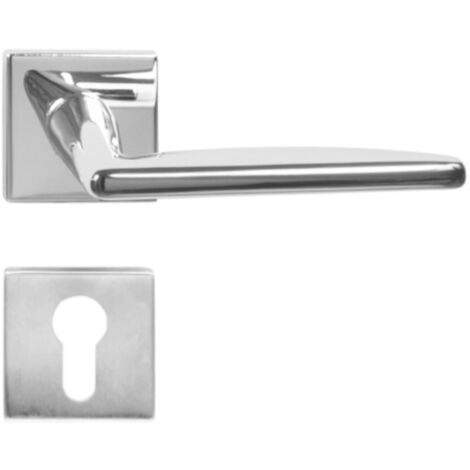 DOMINO Poignée de porte EASY QR SLIM M6 PZ Poignée avec plaque PZ pour cylindre profilé Chromé brillant (1/5)