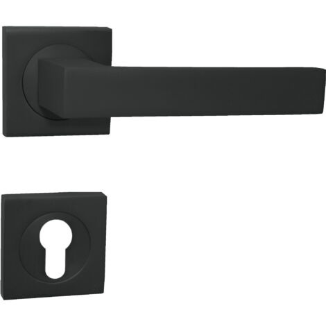 DOMINO Poignée de porte QUBIK-QR Noir PZ Poignée avec plaque PZ pour cylindre profilé (1/5)