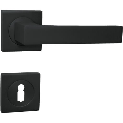 DOMINO Poignée de porte QUBIK-QR Noir BB Poignée avec rosace BB pour clé