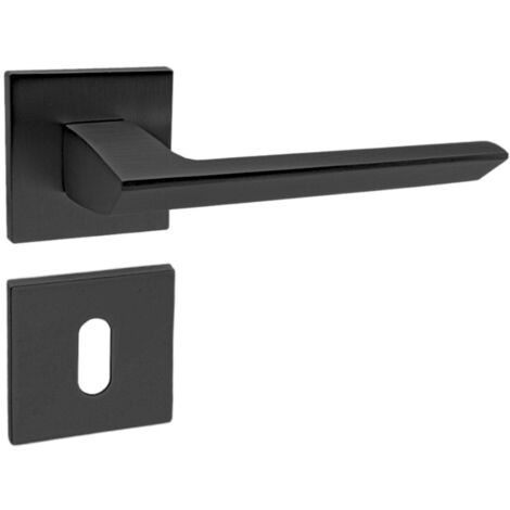 DOMINO Poignée de porte ELENA QR SLIM Noir BB Poignée avec rosace BB pour clé Noir