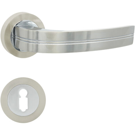 DOMINO Poignée de porte DEKAN-R M6/M9 BB Poignée avec rosace BB pour clé Chrome/nickel brillant (1/5)