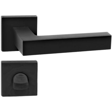 DOMINO Poignée de porte YORK QR Noir WC Poignée avec rosace WC Noir (1/5)