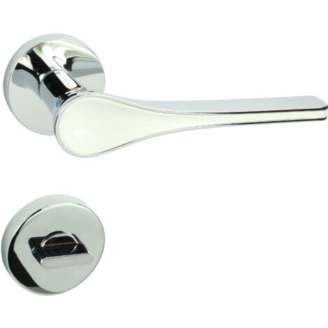 DOMINO Poignée de porte POLARIS R M6 Blanc WC Poignée avec rosace WC Chromé brillant (1/5)