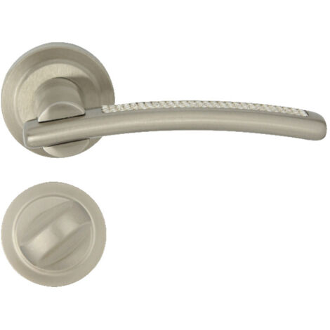 DOMINO Poignée de porte LAVINIA R CRISTAL M9 WC Poignée avec rosace WC Nickel (1/5)