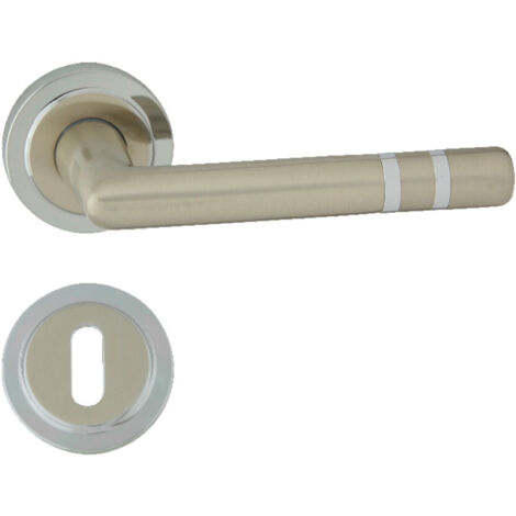 DOMINO Poignée de porte PALLAS R M6 M9 BB Poignée avec rosace BB pour clé Chrome/nickel brillant (1/5)