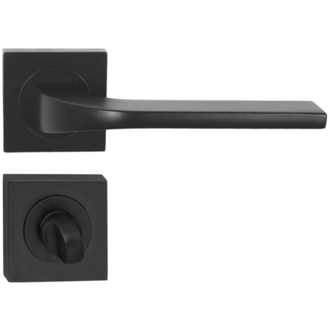 DOMINO Poignée de porte TIPO QR Noir WC Poignée avec rosace WC Noir (1/5)