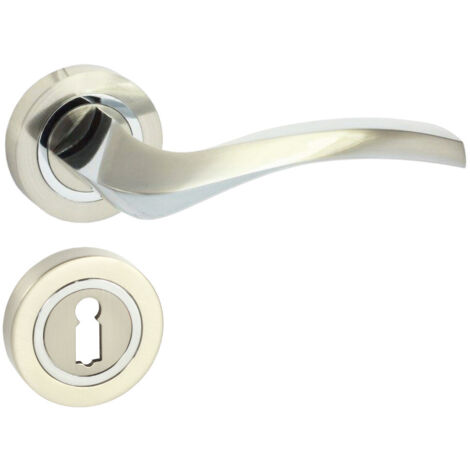 DOMINO Poignée de porte ENIGMA-R M6/M9 BB Poignée avec rosace BB pour clé Chrome/nickel brillant (1/5)