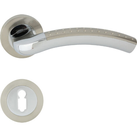 DOMINO Poignée de porte SHARON-R ECO M6/M9 BB Poignée avec rosace BB pour clé Chrome/nickel brillant