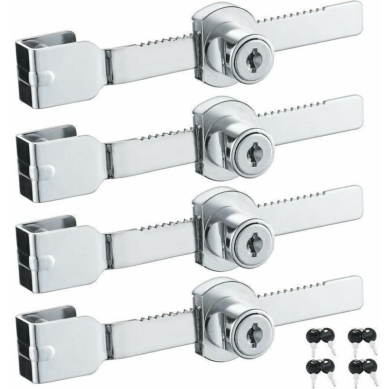 Verrou De Porte Coulissante En Verre Sans Perçage Avec 2 Clés Pour