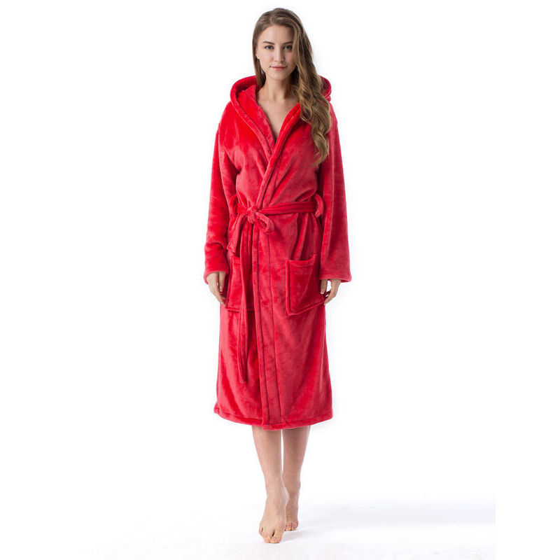 Peignoir Femme Polaire Long Avec Capuche - Chaud, Doux Et Personnalisable Pour L'hiver