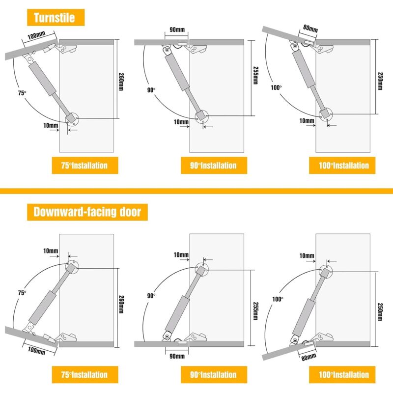 Verin à Gaz 200N Universel QUARKZMAN - Amortisseur 300mm Levage Porte RV Placard