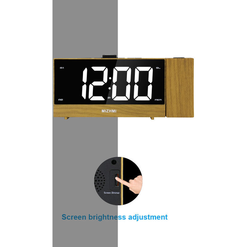 Réveil Projecteur Plafond LED - Radio FM, Double Alarme, Charge USB, Luminosité Réglable - Modèle G0181R-P