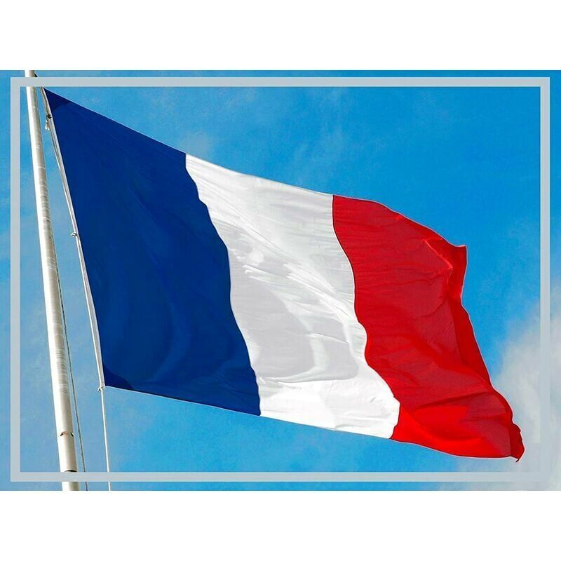 Drapeau Français Qanmua - 150x90 Cm - Nylon 210D Résistant - 2 Œillets Laiton - Couleurs Vives UV - Intérieur/Extérieur - Cadeau Patriotique