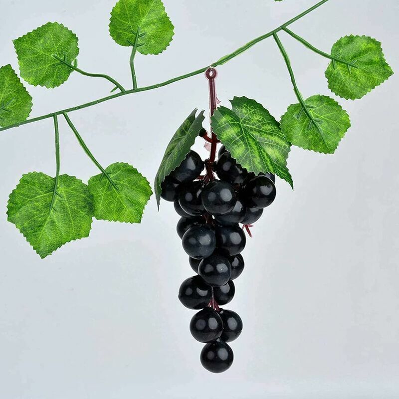 PsajfzZ Lot De 4 Mini Raisins Artificiels Décoratifs Pour Mariage, Maison, Cuisine, Fête, Décoration Murale - 36 Grains De Raisin - Noir/rouge/vert