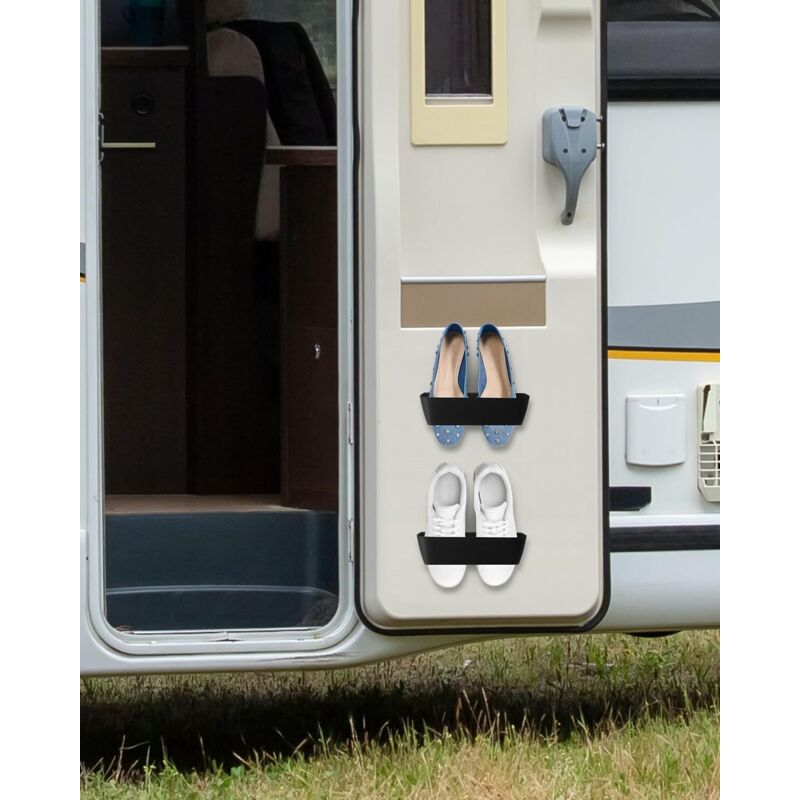 6 Porte-chaussures Muraux Pour Camping-car - Adhésif Ou Vis, 25x7x8 Cm, Polypropylène, Gain De Place