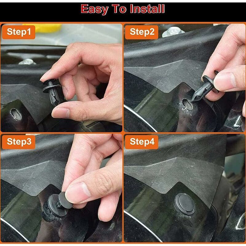 50 Clips De Fixation Auto Noirs - Pour Pare-chocs & Garnitures Intérieures - Universel