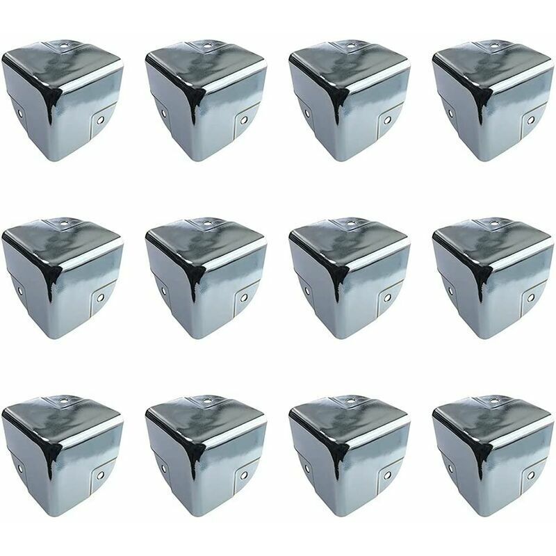 Lot De 12 Protections D'angle En Métal Pour Valises Et Meubles - Dimensions 2,4x2,4 Cm, Argenté, Avec Vis