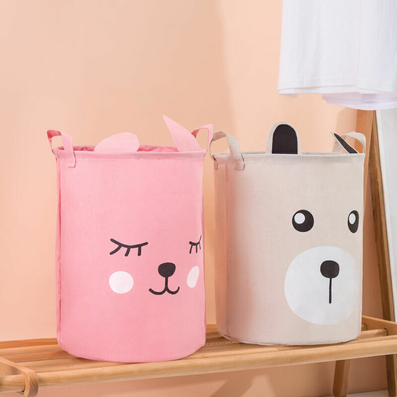 Dooxi Gros Pliable Panier de Rangement Tissu Sac à Linge Sac Drawcord Organizer de Les Vêtements Stockage de Jouets avec Poignées